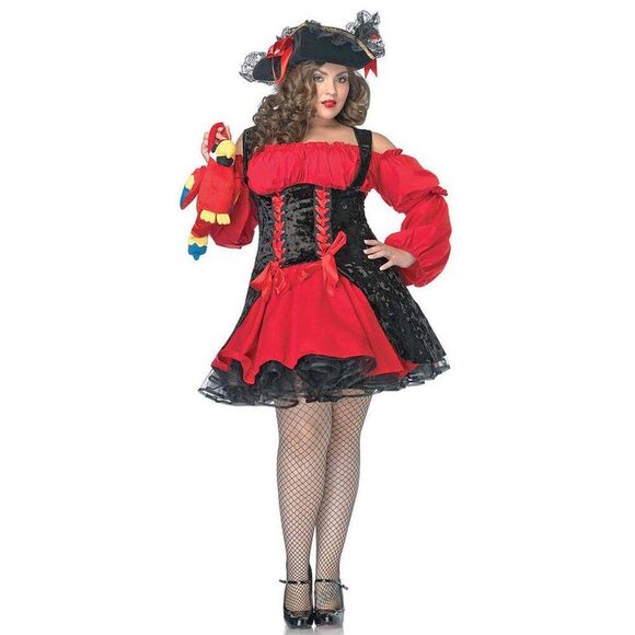 Plus Vixen Pirate Wench Costume Red Womens Size 1x 2x Halloween Cosplay Dress - Picture 3 of 9